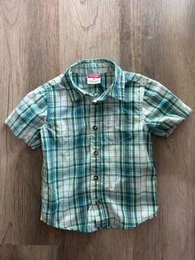 Wrangler 3T short sleeve casual plaid button down shirt western cowboy toddler